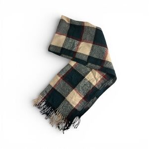 Tartan Plaid Wool Blanket Scarf - Dark Green, Cream, Red Holiday Dior Lookalike